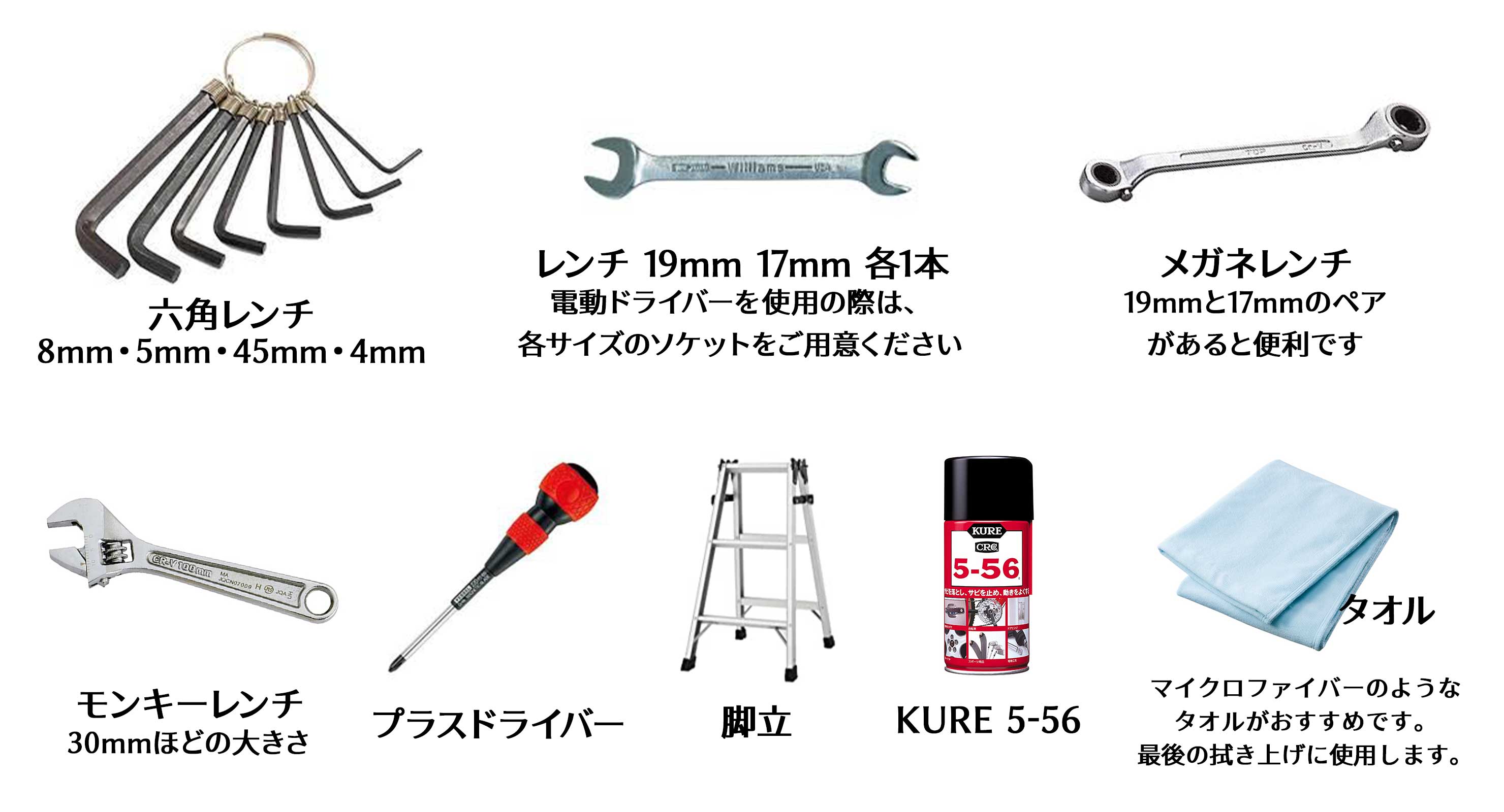 組み立てに必要な工具／あれば便利なもの